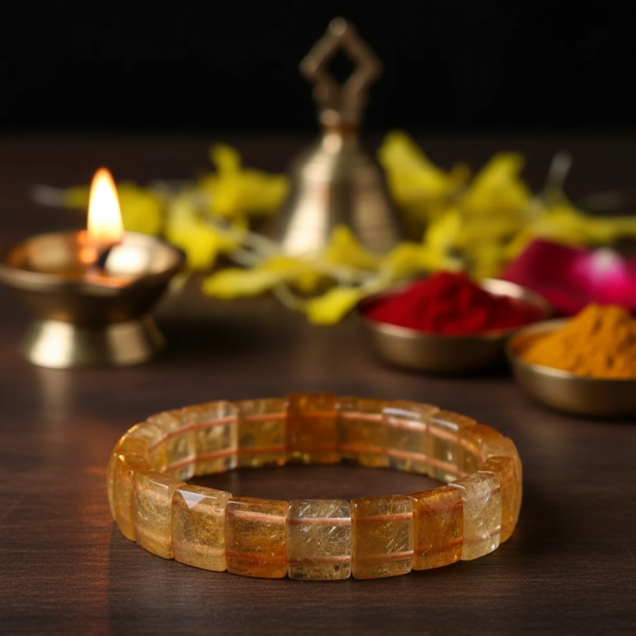 Yellow Citrine Unisex Bracelet