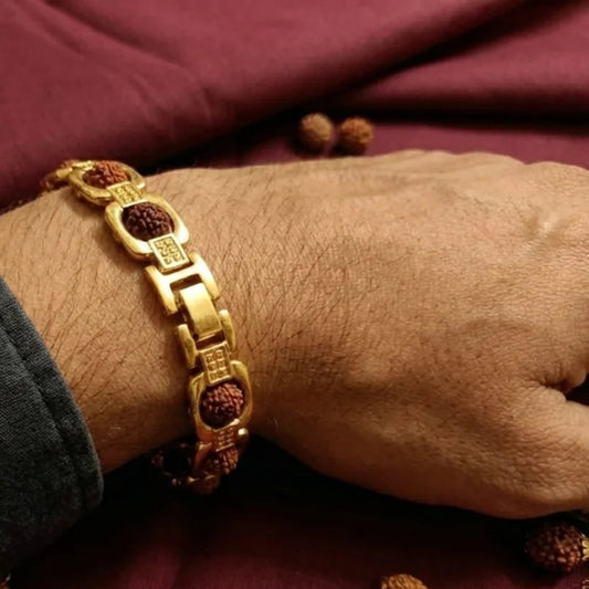 Gold Plated Rudraksha Chain Bracelet 1