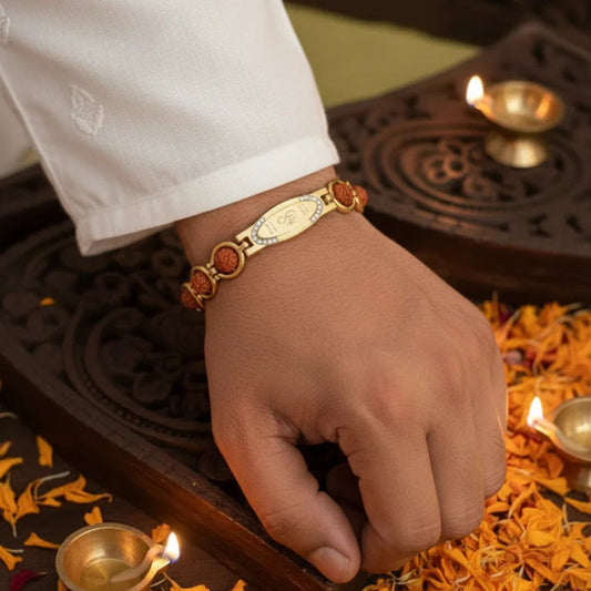 OM Rudraksha Gold-Plated Bracelet 1