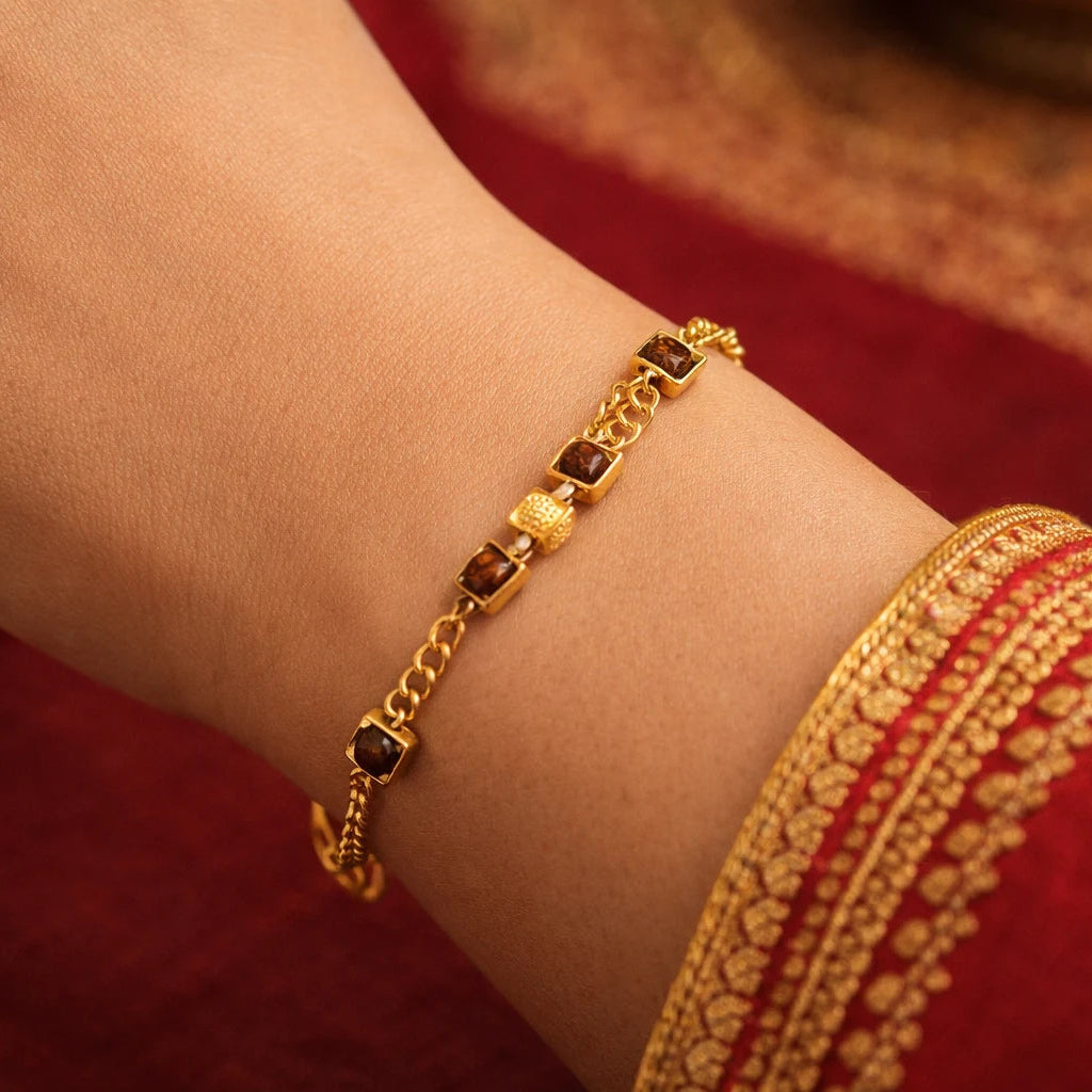 Premium Gold Plated Rudraksha Bracelet (Unisex)