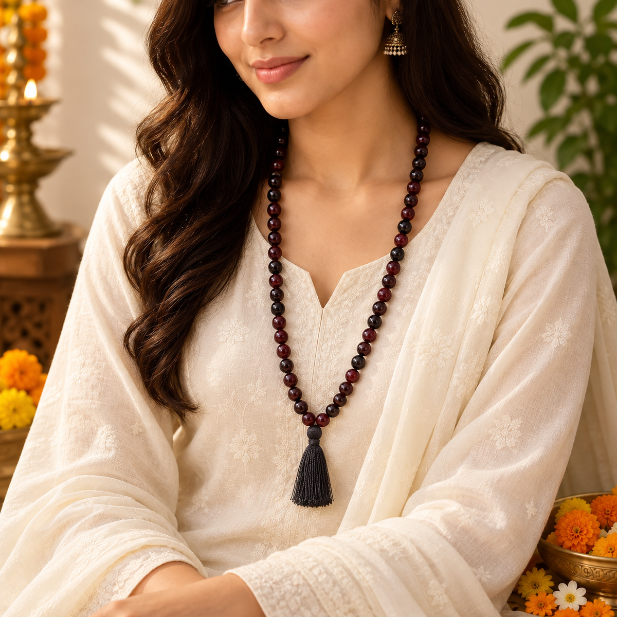 Brown Hakik Mala (Brown Agate Mala)