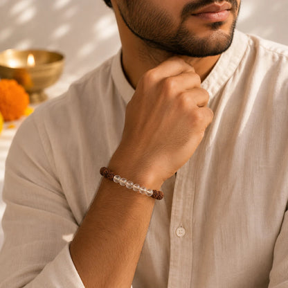 5MukhiRudrakshaWhiteCrystalBracelet1
