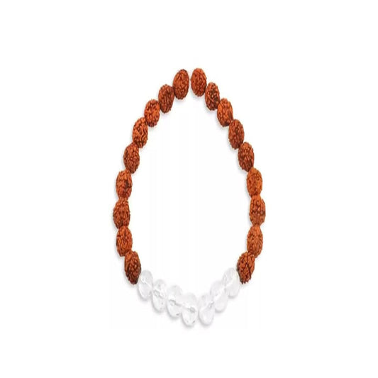 5 Mukhi Rudraksha White Crystal Bracelet