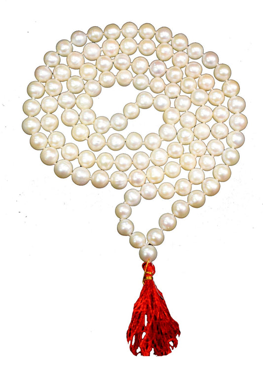 Pearl Mala Certified/ Cultured Pearl Rosary (7mm)
