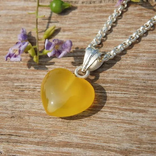 Yellow Agate Heart Pendant for Joy
