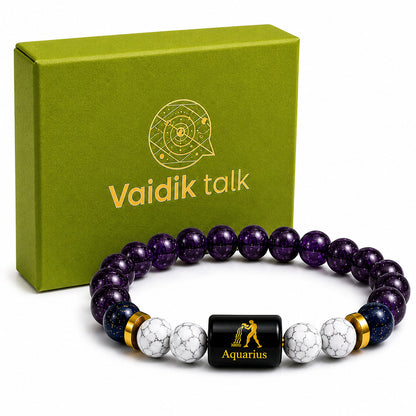 Aquarius (कुंभ राशि) Zodiac Amethyst & Lapis Lazuli Bracelet