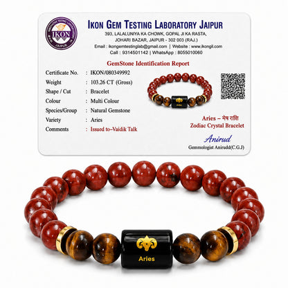 Aries (मेष राशि) Zodiac Red Jasper & Tiger Eye Bracelet