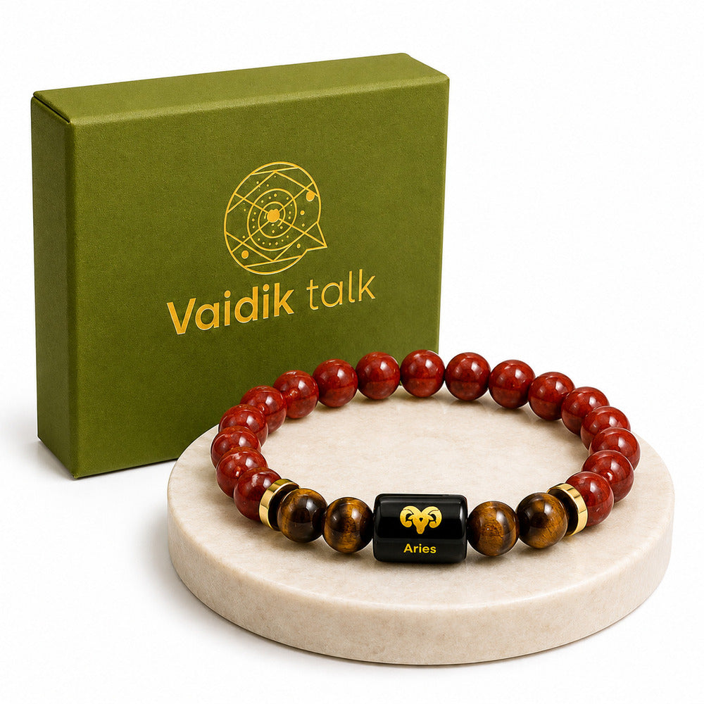 Aries (मेष राशि) Zodiac Red Jasper & Tiger Eye Bracelet