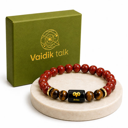 Aries (मेष राशि) Zodiac Red Jasper & Tiger Eye Bracelet