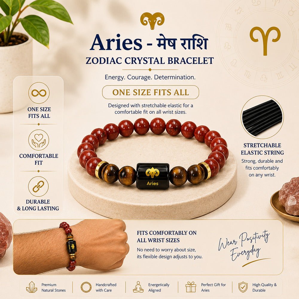 Aries (मेष राशि) Zodiac Red Jasper & Tiger Eye Bracelet
