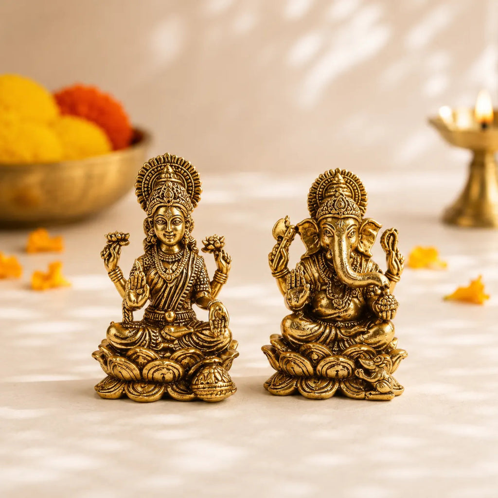 BrassLakshmiGaneshMurtiSetOf2