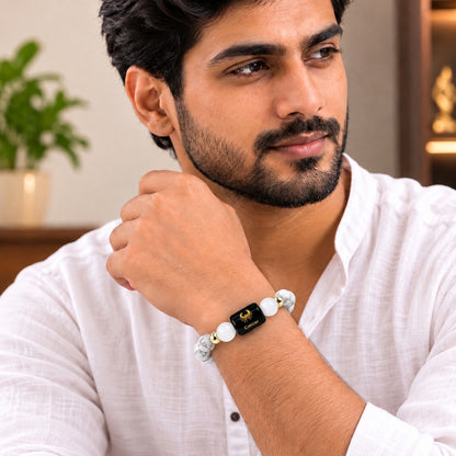 Cancer (कर्क राशि) Zodiac Howlite & Milky Quartz Bracelet