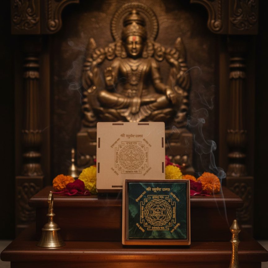 Shree Kuber Yantra in Green Agate