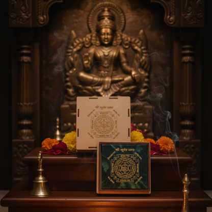 Shree Kuber Yantra in Green Agate