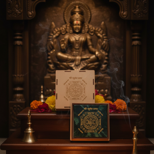 Shree Kuber Yantra in Green Agate