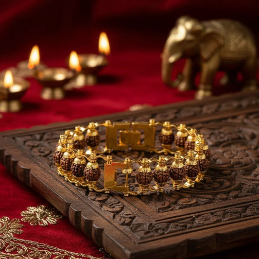 Rudraksha Golden Capling Bracelet for Men