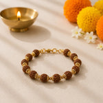GoldCappedRudrakshaUnisexBracelet