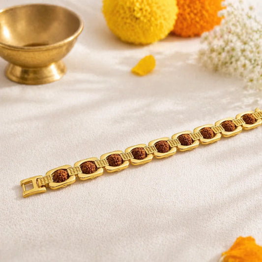 GoldPlatedRudrakshaChainBracelet