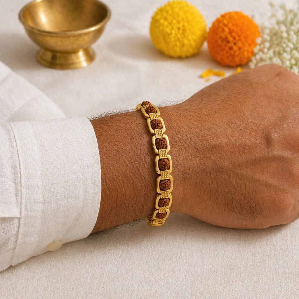 GoldPlatedRudrakshaChainBracelet1