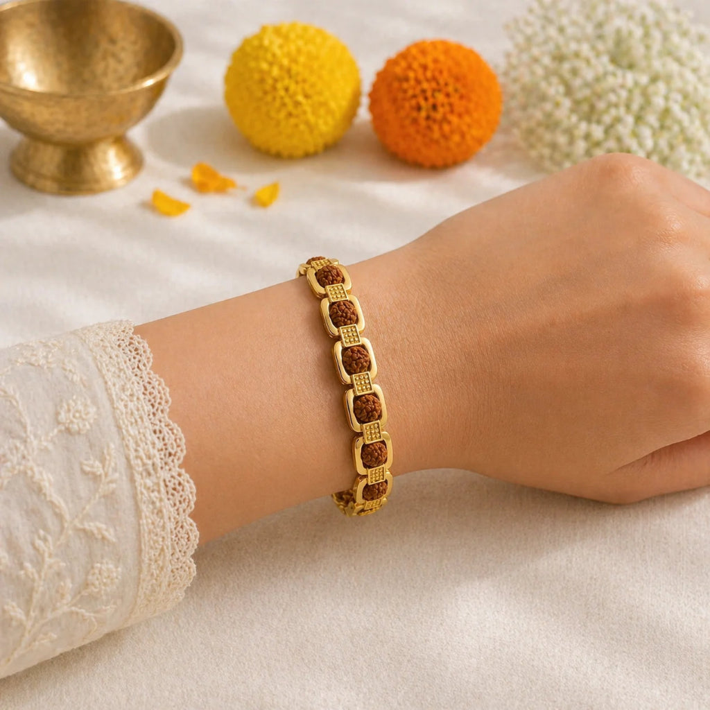 GoldPlatedRudrakshaChainBracelet2
