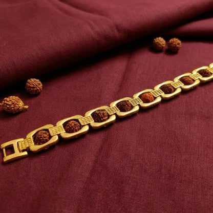 Gold Plated Rudraksha Chain Bracelet