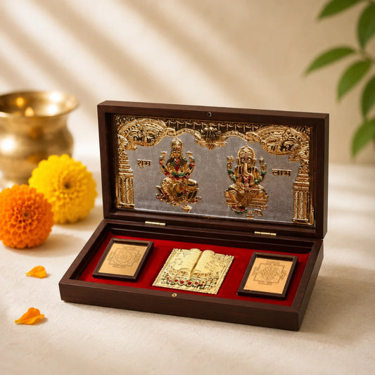 GoldPlatedShreeLakshmiGaneshCharanPaduka