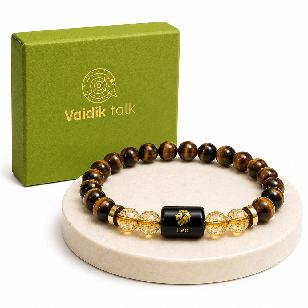 Leo (सिंह राशि) Zodiac Tiger Eye & Citrine Bracelet