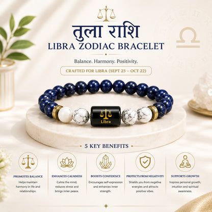 Libra (तुला राशि) Zodiac Lapis Lazuli & Howlite Bracelet