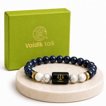 Libra (तुला राशि) Zodiac Lapis Lazuli & Howlite Bracelet