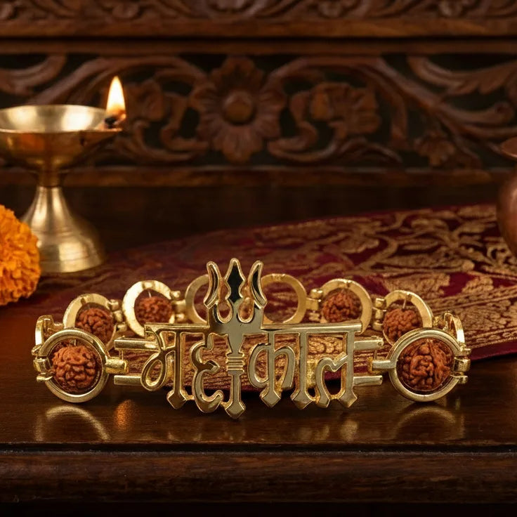 Mahakaal Gold Plated Rudraksha Chain Bracelet