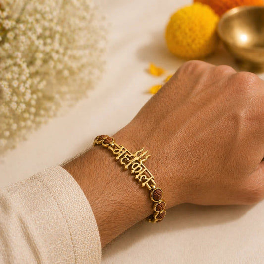 MahakaalGoldPlatedRudrakshaChainBracelet