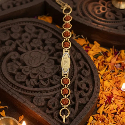 OM Rudraksha Gold-Plated Bracelet