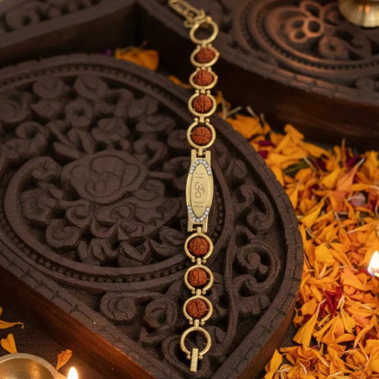 OM Rudraksha Gold-Plated Bracelet