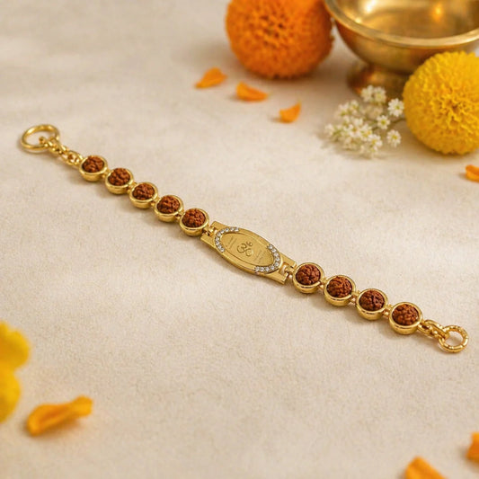 OM Rudraksha Gold-Plated Bracelet 2