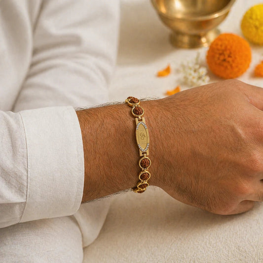 OM Rudraksha Gold-Plated Bracelet 3
