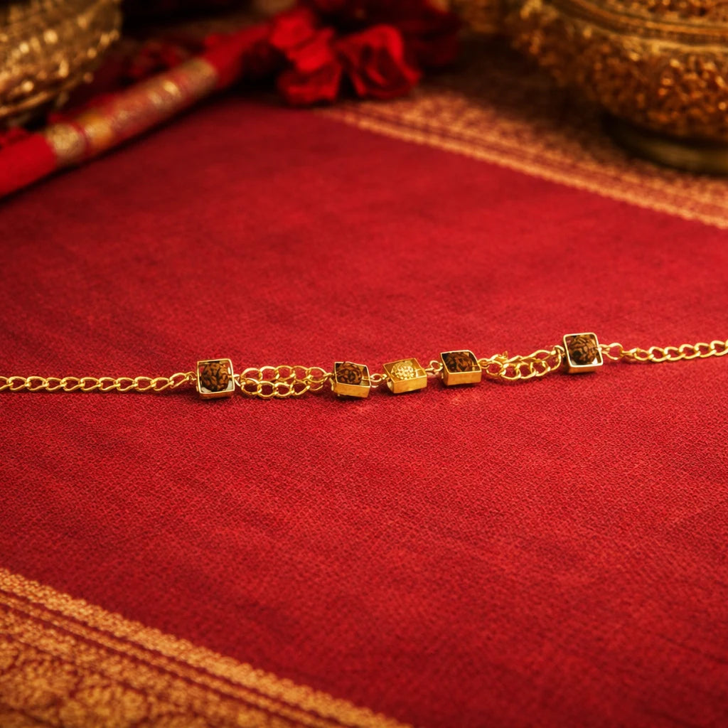 Premium Gold Plated Rudraksha Bracelet (Unisex)