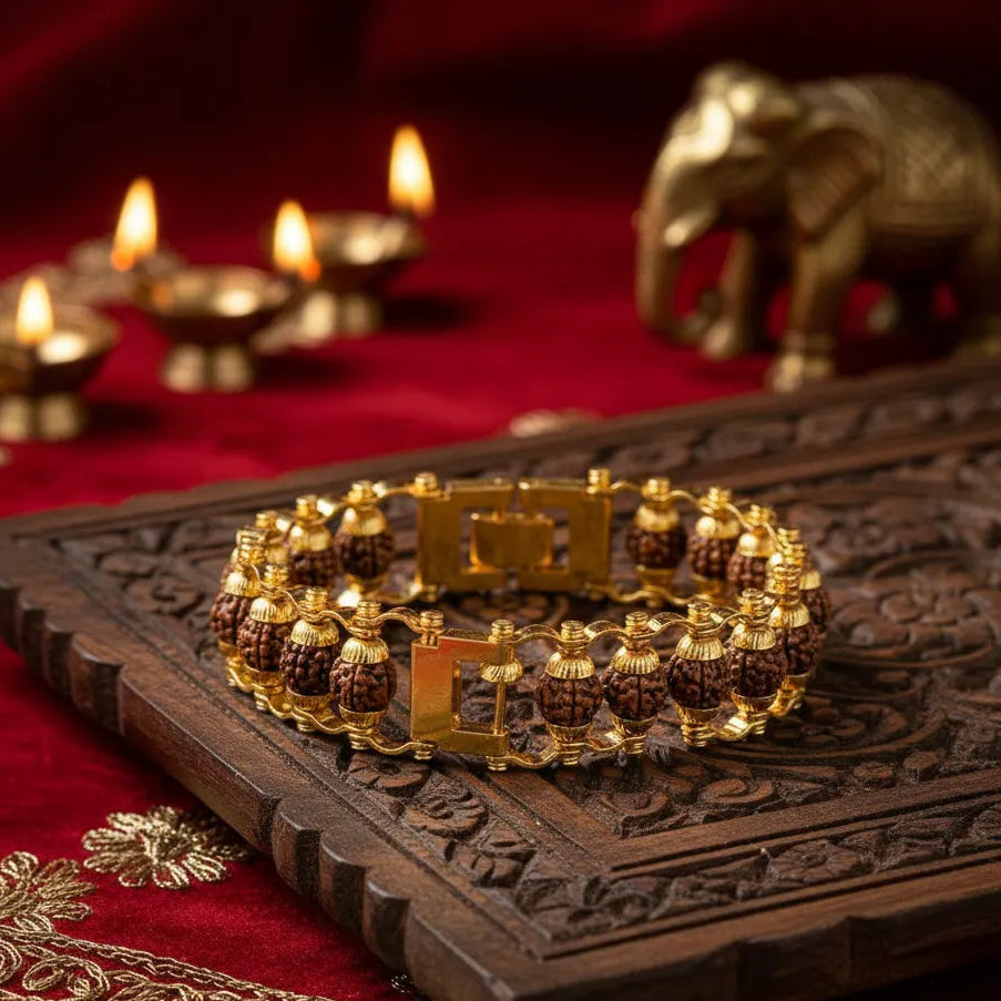 Rudraksha Golden Capling Bracelet for Men