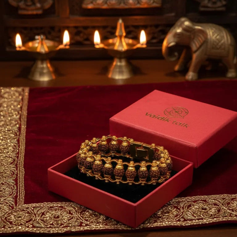 Rudraksha Golden Capling Bracelet for Men