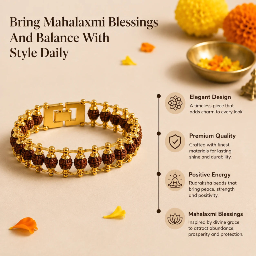 RudrakshaGoldenCaplingBraceletforMen1