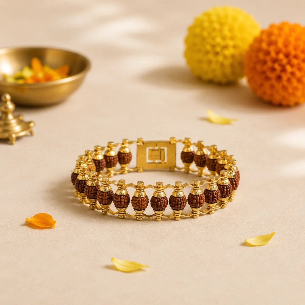 RudrakshaGoldenCaplingBraceletforMen3