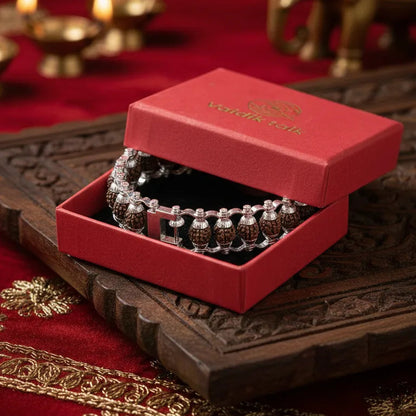 Rudraksha Silver Capling Bracelet for Men