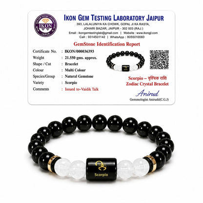 Scorpio (वृश्चिक राशि) Zodiac Black Obsidian & Milky Quartz Bracelet