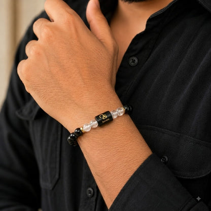 Scorpio (वृश्चिक राशि) Zodiac Black Obsidian & Milky Quartz Bracelet