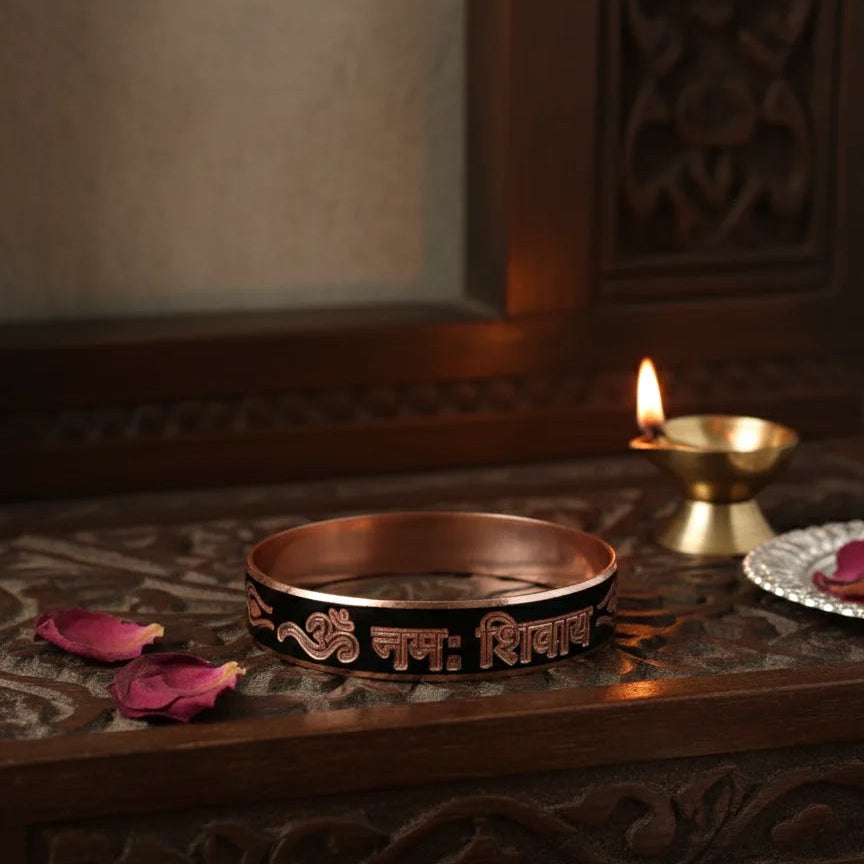 Shiv Shakti Black Gold Plated Kada