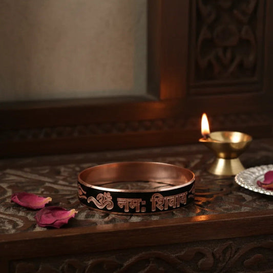 Shiv Shakti Black Gold Plated Kada