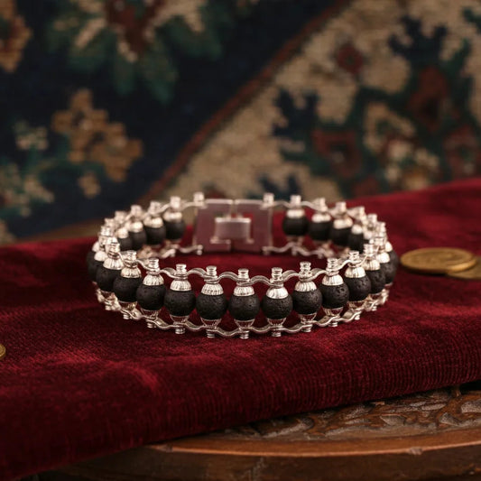 Karungali Silver Capling Bracelet for Men