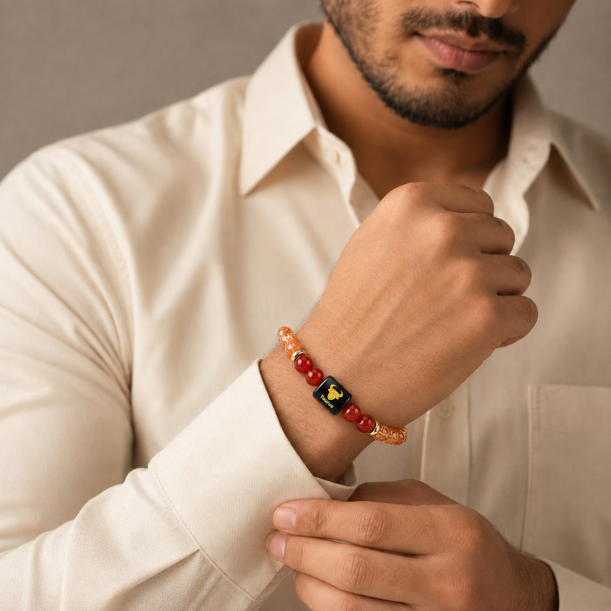Taurus (वृषभ राशि) Zodiac Sunstone & Carnelian Bracelet