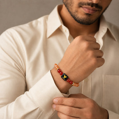 Taurus (वृषभ राशि) Zodiac Sunstone & Carnelian Bracelet