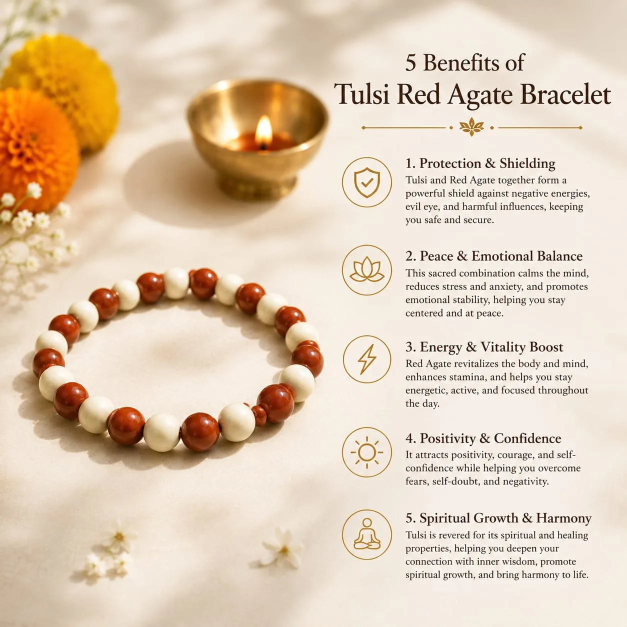 Tulsi Red Agate Bracelet
