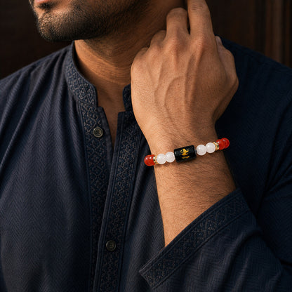 Virgo (कन्या राशि) Zodiac Carnelian & Milky Quartz Bracelet
